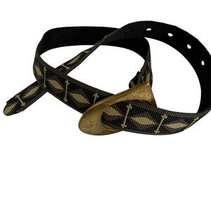 Croakies Geo Print Web Belt Brown Tan Metal Buckle Size XS Adjustable USA